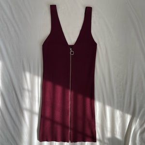 Burgundy bodycon sweater dress
